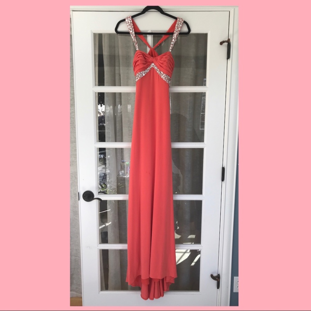 Coral Dazzled Prom Dress